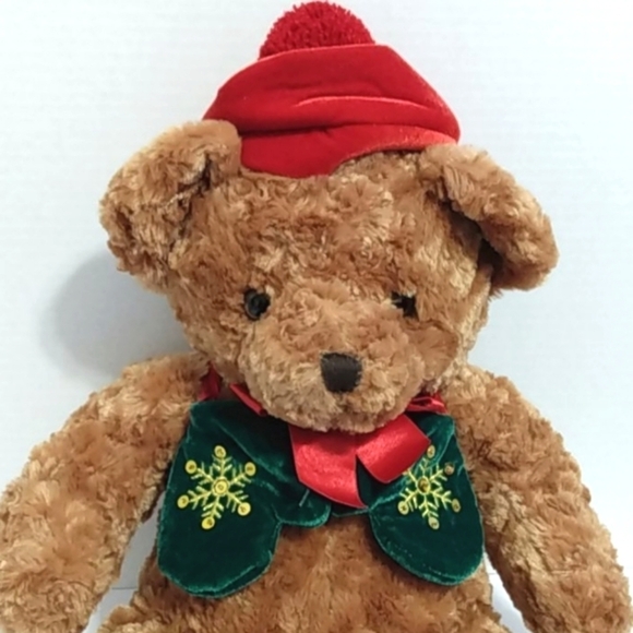 GALERIE VINTAGE HOLIDAY STUFFED BEAR 22 INCHES - Picture 2 of 6